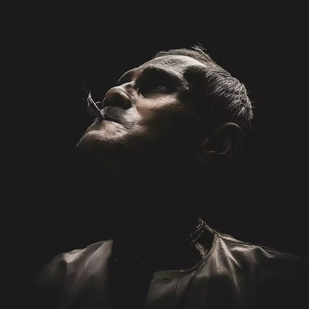 Man in black and white