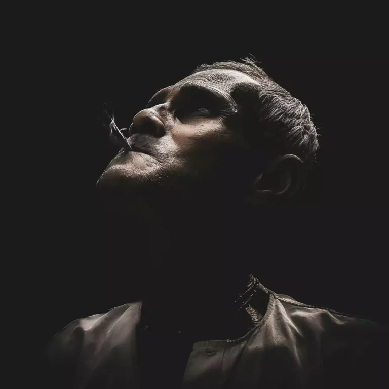 Man in black and white