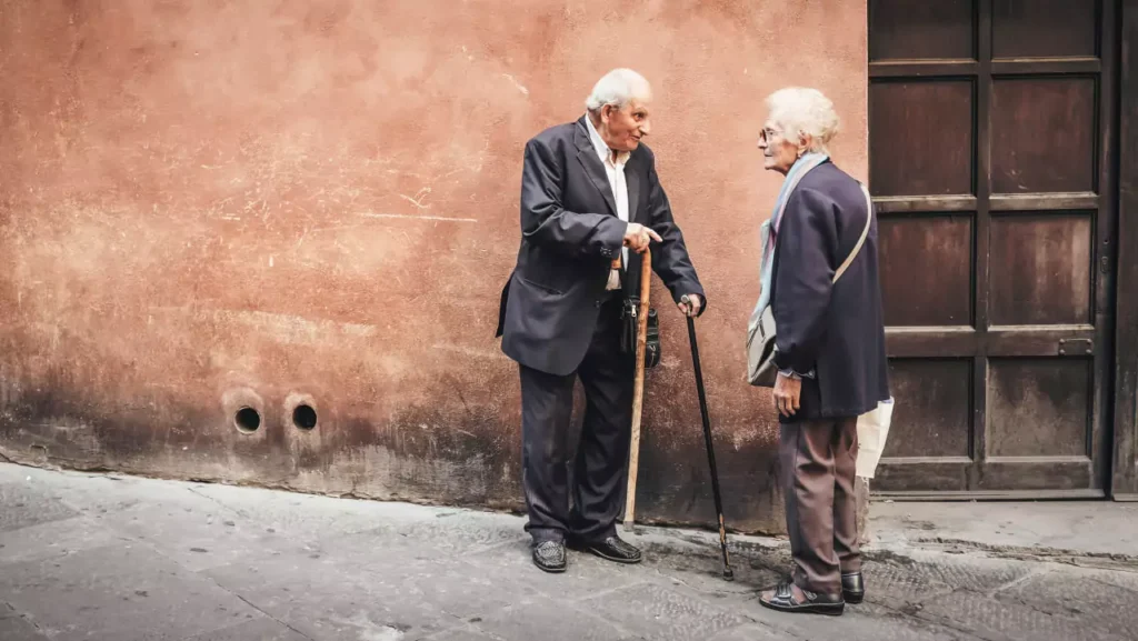old couple looking at each