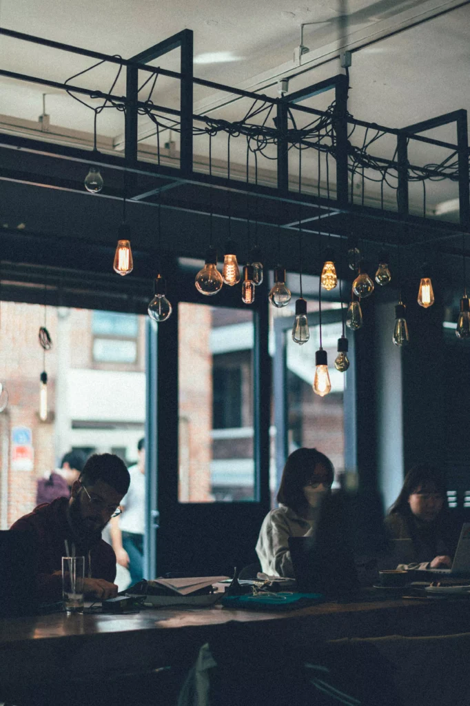 An attractive man in a cafe