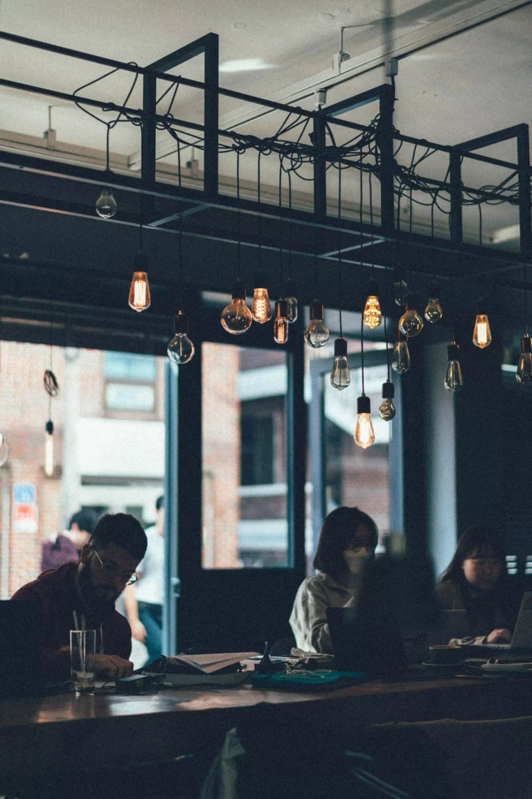 An attractive man in a cafe