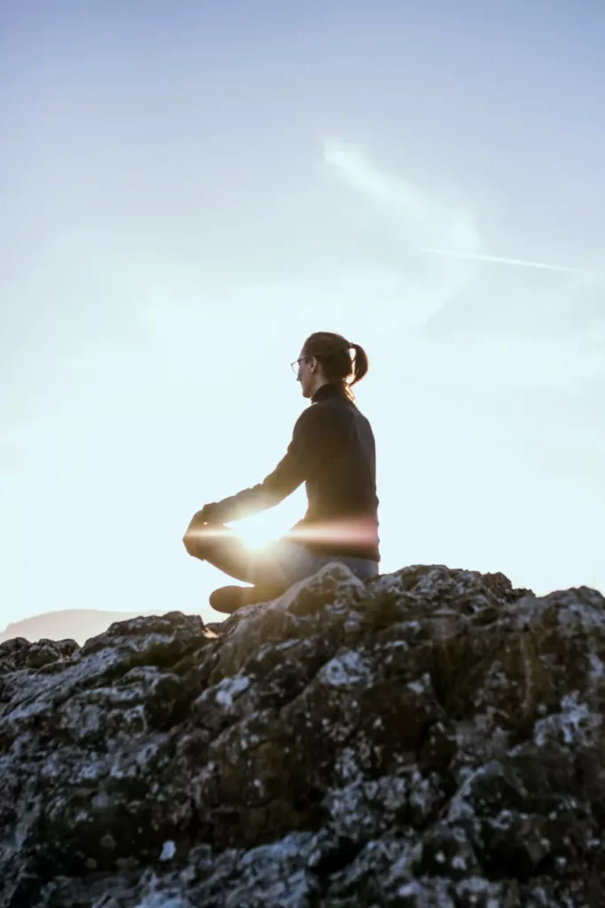 a calm person meditating