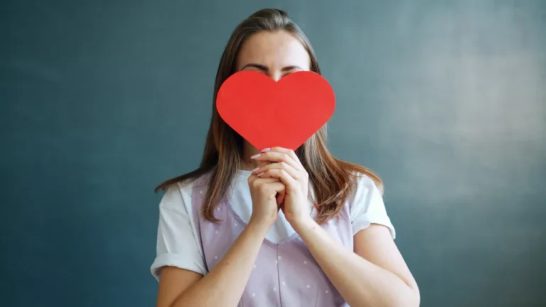 a woman with a heart figure