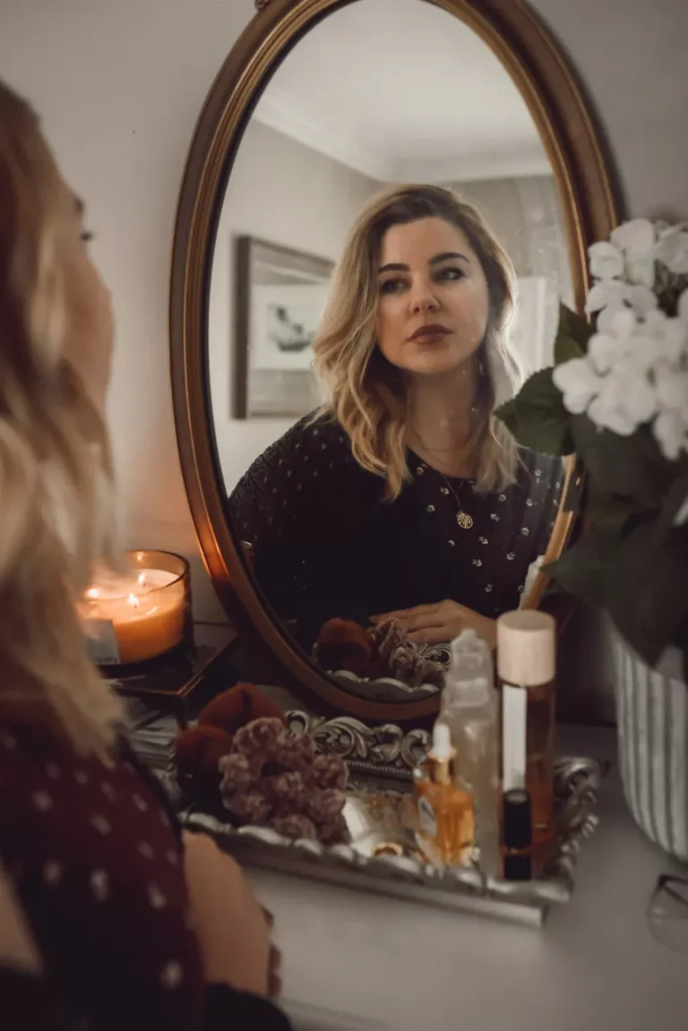 girl looking at her reflection