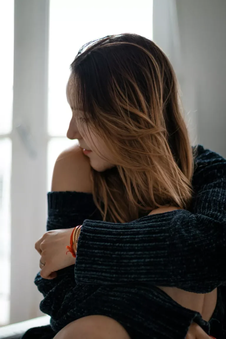a girl in black alone